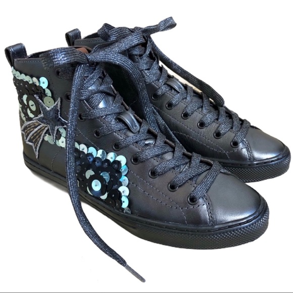 Coach Shoes - Coach C216 Sequin Star High Top Sneakers